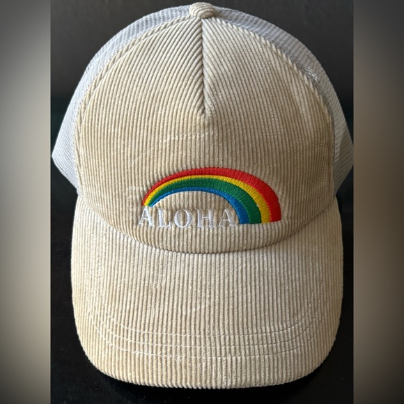 O'Neill Beige Corduroy Trucker Hat Hawaii Rainbow NEW Unisex Men’s Women’s - Picture 2 of 6
